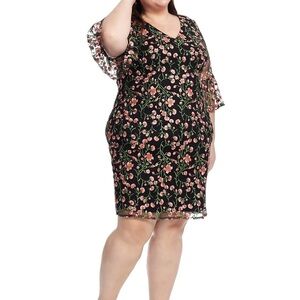 Adrianna Papell Embroidered Floral Vines Dress